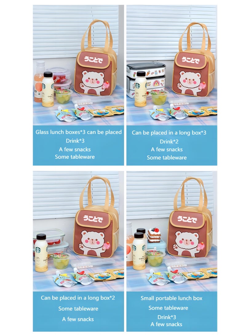 Tote Insulated Lunch Bag Brown 21x13x24cm  - Image 5