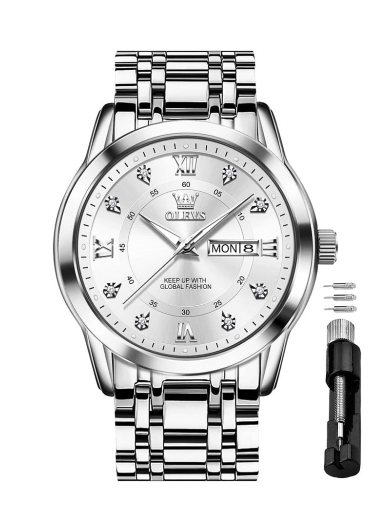 OLEVS Watch for Men Business Diamond Easy Read Men's Wrist Watches Analog Luxury Date Stainless Steel Waterproof Luminous Dress Mens - Image 1