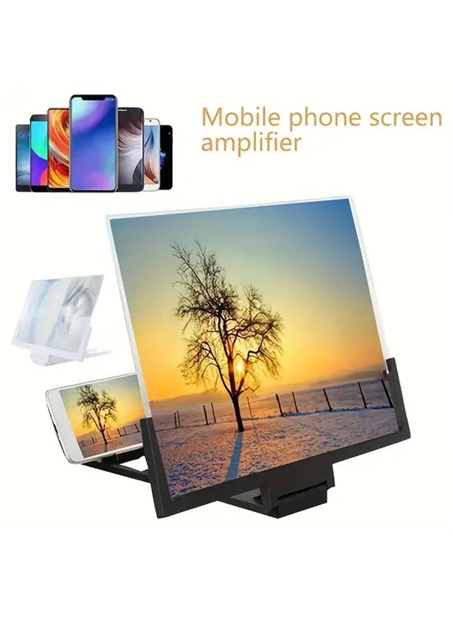 مكبر شاشة هاتف محميل ثلاثي الأبعاد عالي الدقة مقاس 14 بوصة باللون الأسود مع حامل معزز للتلفزيون للهواتف الذكية والأجهزة اللوحية وأجهزة الكمبيوتر المحمولة - Image 2