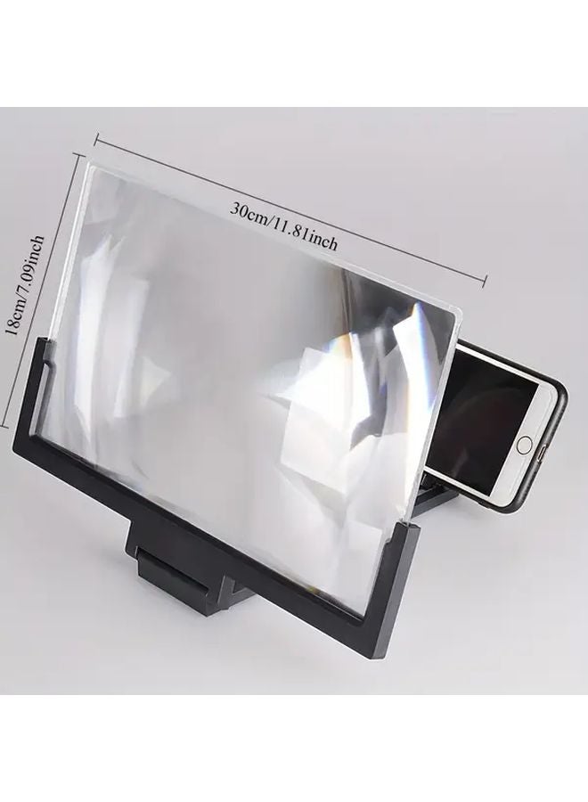 مكبر شاشة هاتف محميل ثلاثي الأبعاد عالي الدقة مقاس 14 بوصة باللون الأسود مع حامل معزز للتلفزيون للهواتف الذكية والأجهزة اللوحية وأجهزة الكمبيوتر المحمولة - Image 3