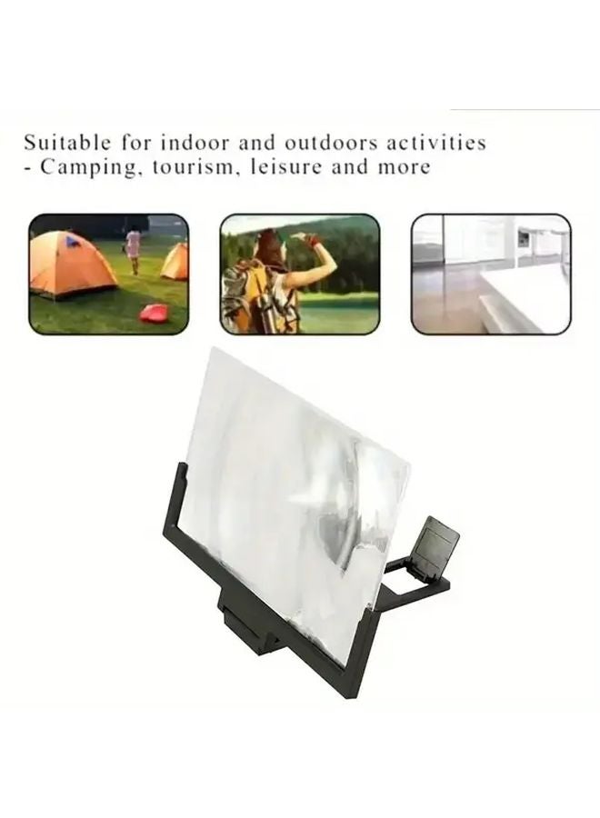 مكبر شاشة هاتف محميل ثلاثي الأبعاد عالي الدقة مقاس 14 بوصة باللون الأسود مع حامل معزز للتلفزيون للهواتف الذكية والأجهزة اللوحية وأجهزة الكمبيوتر المحمولة - Image 5