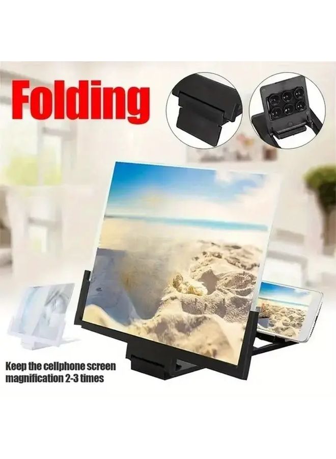 مكبر شاشة هاتف محميل ثلاثي الأبعاد عالي الدقة مقاس 14 بوصة باللون الأسود مع حامل معزز للتلفزيون للهواتف الذكية والأجهزة اللوحية وأجهزة الكمبيوتر المحمولة - Image 4