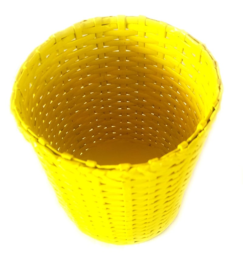 Sonas Creation Paperus Small Size 8 Inch TALL 5 Liter Yellow Open Top Waste Basket Dustbin Trashcan Paper Bin Vaastu Ecofriendly Handmade of Paper Ropes - Image 5