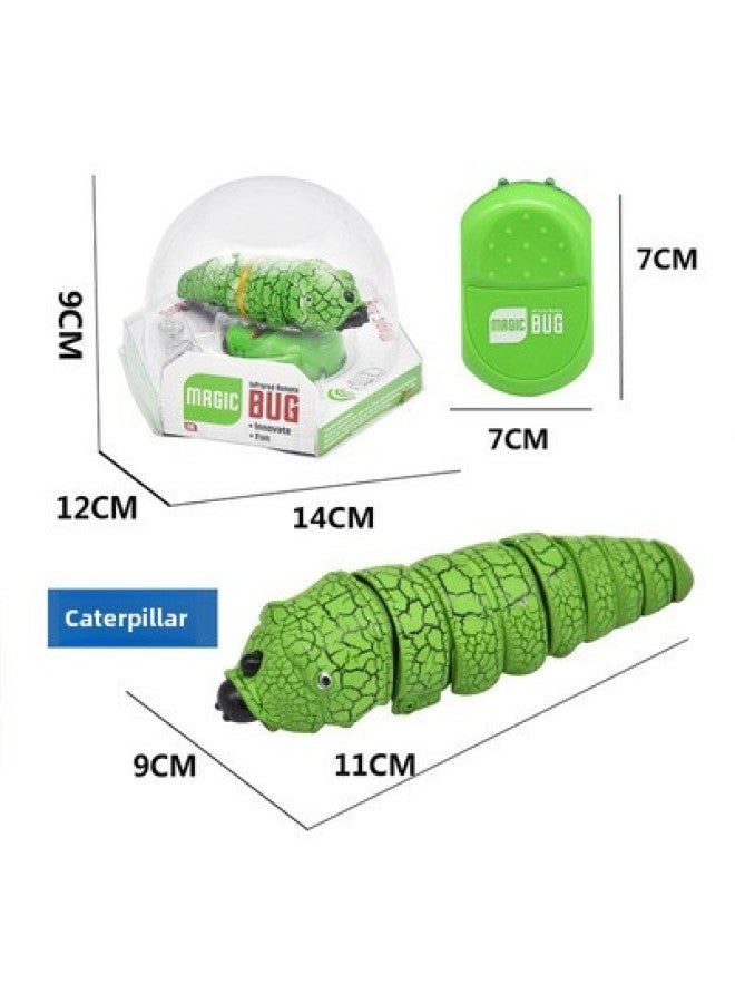 Simulation Trick Infrared Induction Remote Control Caterpillar Electric Trick Crawling Insect Model Toy 9910-Color:9910B Emerald Green  - Image 1