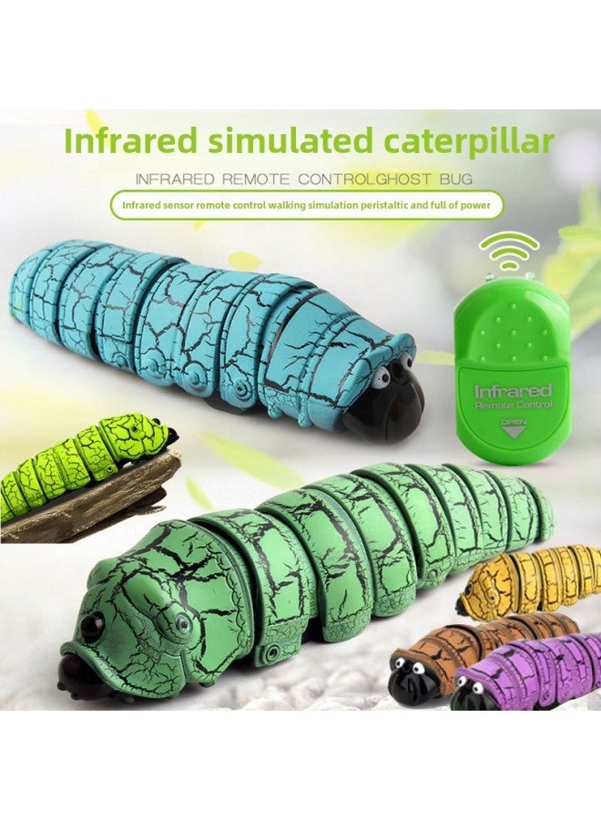 Simulation Trick Infrared Induction Remote Control Caterpillar Electric Trick Crawling Insect Model Toy 9910-Color:9910B Emerald Green  - Image 3