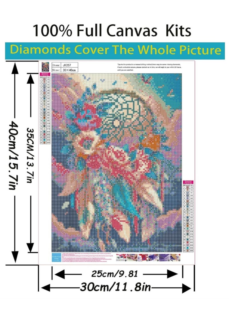 Generic 5D Dream Catcher Diamond Painting Kits for Adults Beginners,DIY Colorful Dreamcatcher Flowers Diamond Art  - Image 5