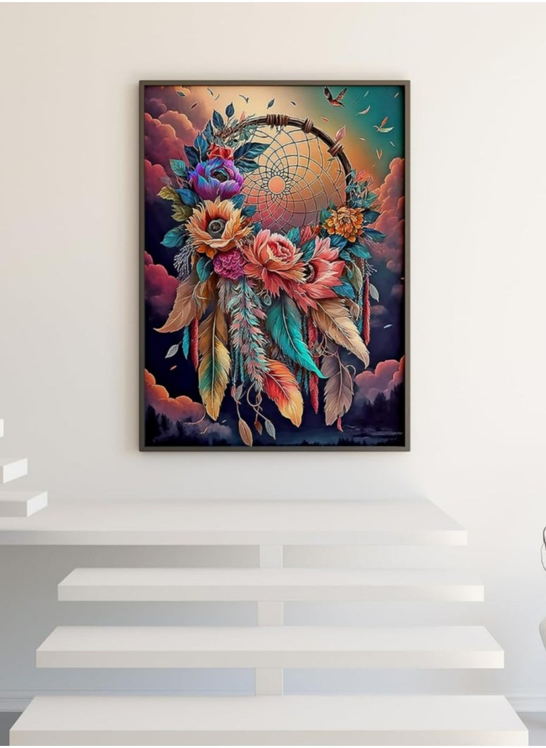 Generic 5D Dream Catcher Diamond Painting Kits for Adults Beginners,DIY Colorful Dreamcatcher Flowers Diamond Art  - Image 4