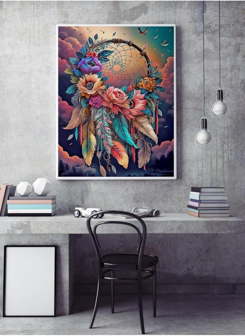 Generic 5D Dream Catcher Diamond Painting Kits for Adults Beginners,DIY Colorful Dreamcatcher Flowers Diamond Art  - Image 3