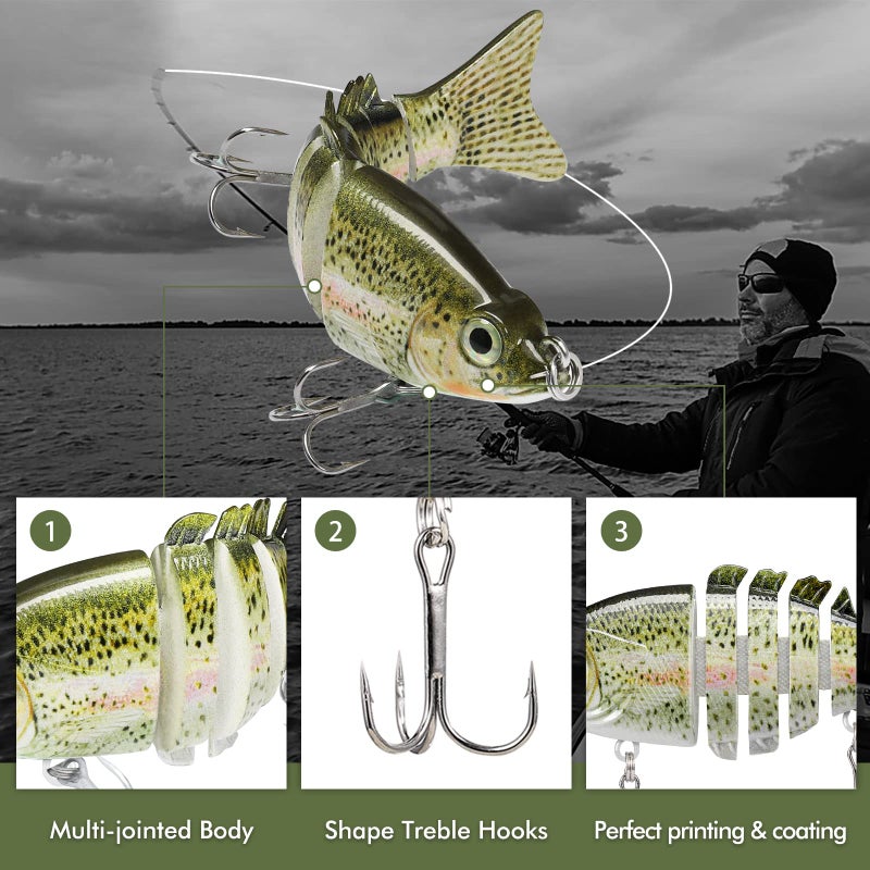 TRUSCEND Fishing Lures for Bass Trout Swimbaits for Bass Fishing Segmented Multi Jointed Swim Baits Slow Sinking Swimming Lures for Freshwater Saltwater Fishing Gear Lure Kit Fishing Gifts Plugs - Image 4