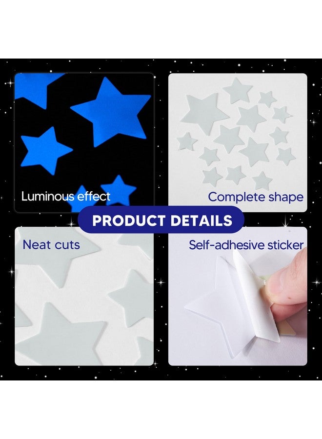 Robmoda Glow in The Dark Stars for Ceiling, Luminous Wall Sticker, Kids Bedroom Wall Decal, Sticky Fluorescence Star, Gift for Boys and Girls (Blue) - Image 5