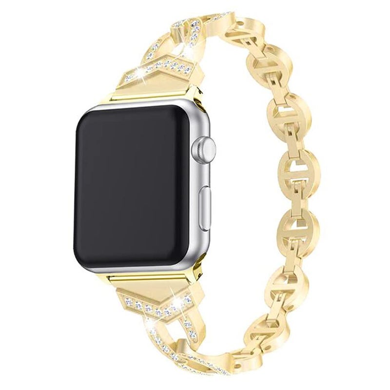 FITTO Apple Watch Band 38/40mm, Stainless Steel Strap for iWatch Series SE/7/6/5/4/3/2/1 Women – Gold - Image 2