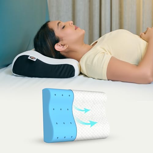 CareFoam Gel Memory Cervical Neck Pillow for Pain Relief Sleep, Improves Posture & Spinal Alignment, Neck Pain Relief Cushion with Ultra Responsive Memory Foam Washable Cover-King-White Pack of 2 - Image 1