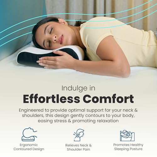 CareFoam Gel Memory Cervical Neck Pillow for Pain Relief Sleep, Improves Posture & Spinal Alignment, Neck Pain Relief Cushion with Ultra Responsive Memory Foam Washable Cover-King-White Pack of 2 - Image 2