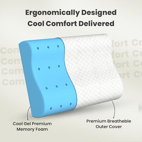 CareFoam Gel Memory Cervical Neck Pillow for Pain Relief Sleep, Improves Posture & Spinal Alignment, Neck Pain Relief Cushion with Ultra Responsive Memory Foam Washable Cover-King-White Pack of 2 - Image 5