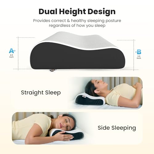 CareFoam Gel Memory Cervical Neck Pillow for Pain Relief Sleep, Improves Posture & Spinal Alignment, Neck Pain Relief Cushion with Ultra Responsive Memory Foam Washable Cover-King-White Pack of 2 - Image 4