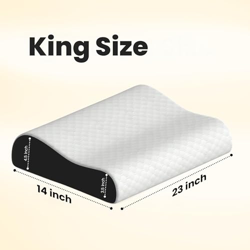 CareFoam Gel Memory Cervical Neck Pillow for Pain Relief Sleep, Improves Posture & Spinal Alignment, Neck Pain Relief Cushion with Ultra Responsive Memory Foam Washable Cover-King-White Pack of 2 - Image 3