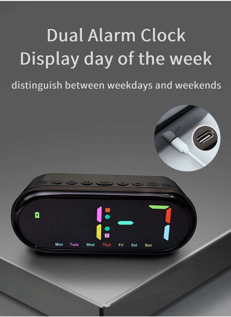 Clock Art - Alarm Clock with Colorful  LED Display, Ambient Light, Visual Countdown, and Date Function for Students, Professionals, and Kids - Image 1