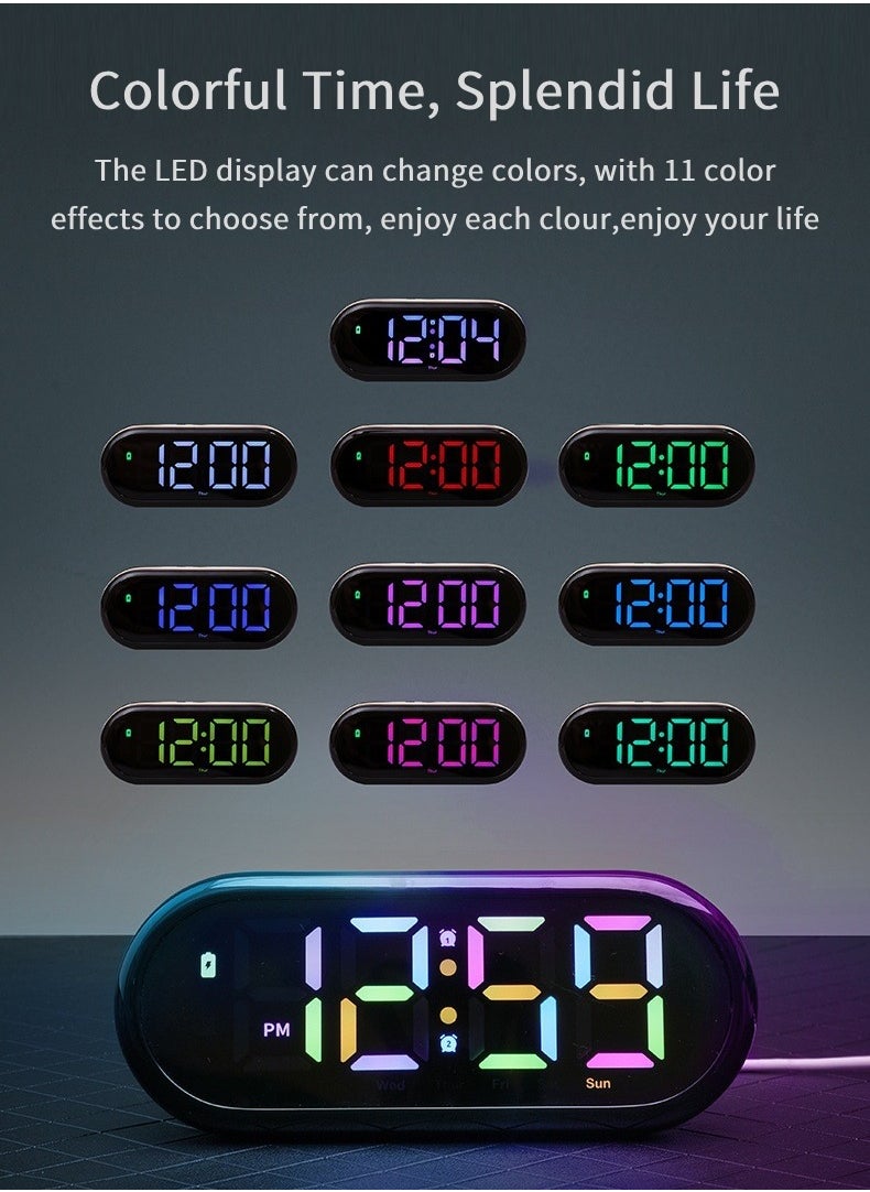 Clock Art - Alarm Clock with Colorful  LED Display, Ambient Light, Visual Countdown, and Date Function for Students, Professionals, and Kids - Image 1