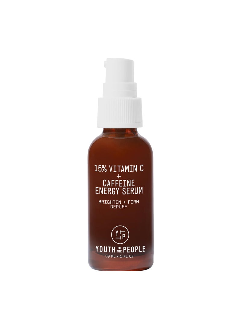 Youth To The People - Youth To The People 15% Vitamin C + Caffeine Energy Face Serum, Full Size (1 fl oz), Reduce Puffiness, Brighten Uneven Skin Tone + Improve Texture, Treats Dark Spots + Dullness, Vegan - Image 1