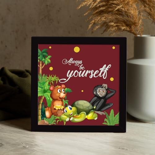 ArtX Set of 4 Cartoons Animals Kids Room Decoration Items, Wall Art Painting, Framed, 10.0 x 10.0 in each, Multicolor, Synthetic Wood, Set Of 4 - Image 4