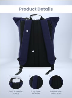 PARAJOHN Rolltop Rucksack/Backpack - Waterproof Backpack For Women and Men - Rucksack For Travel and Work (Blue)  - Image 3