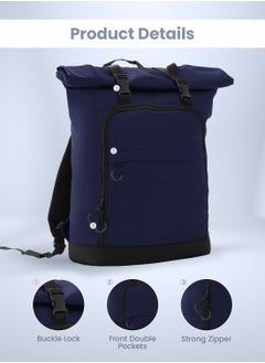 PARAJOHN Rolltop Rucksack/Backpack - Waterproof Backpack For Women and Men - Rucksack For Travel and Work (Blue)  - Image 2