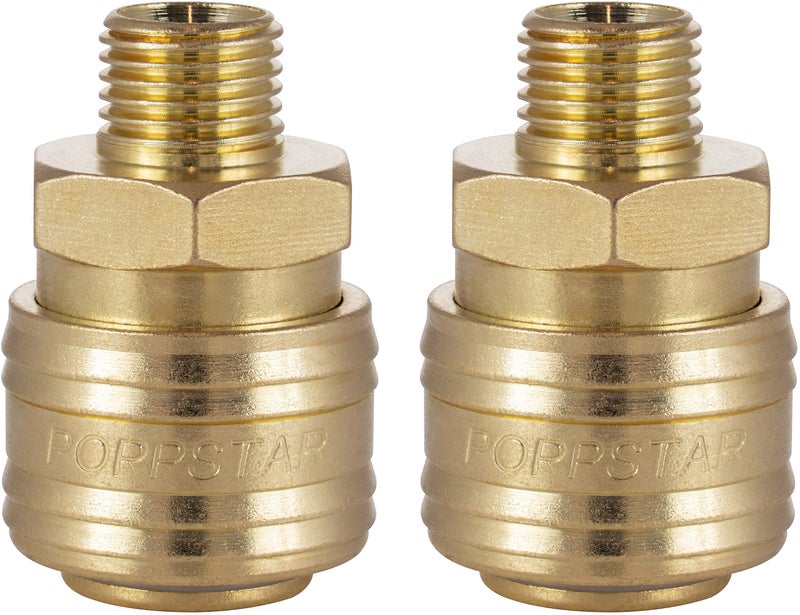 Poppstar 2x Quick Coupling Compressed Air NW 7.2 with 1/4 Inch Male Thread for Compressed Air Connection - Image 1