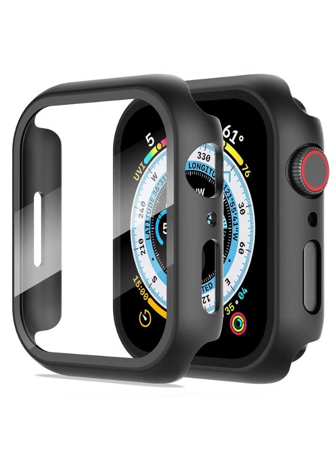 Diruite Apple Watch Series 9/8/7 45mm Case with Built-in 9H Tempered Glass Screen Protector, Black - Image 1