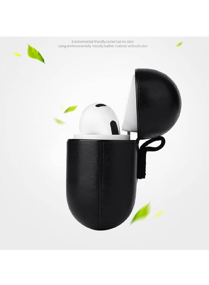 جينيكست غطاء حماية من الجلد الناعم الملمس مع مشبك لسماعات AirPods 3 أسود - Image 3