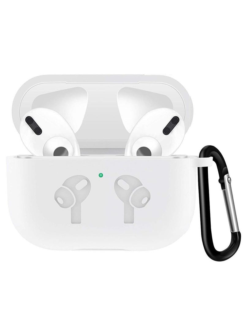 Generic - AirPods Pro Case, Shockproof Protective Silicone Cover for AirPods Pro White, Soft Silicone Shockproof Cover with Ring Buckle, Case for AirPods Pro Earphone - Image 1