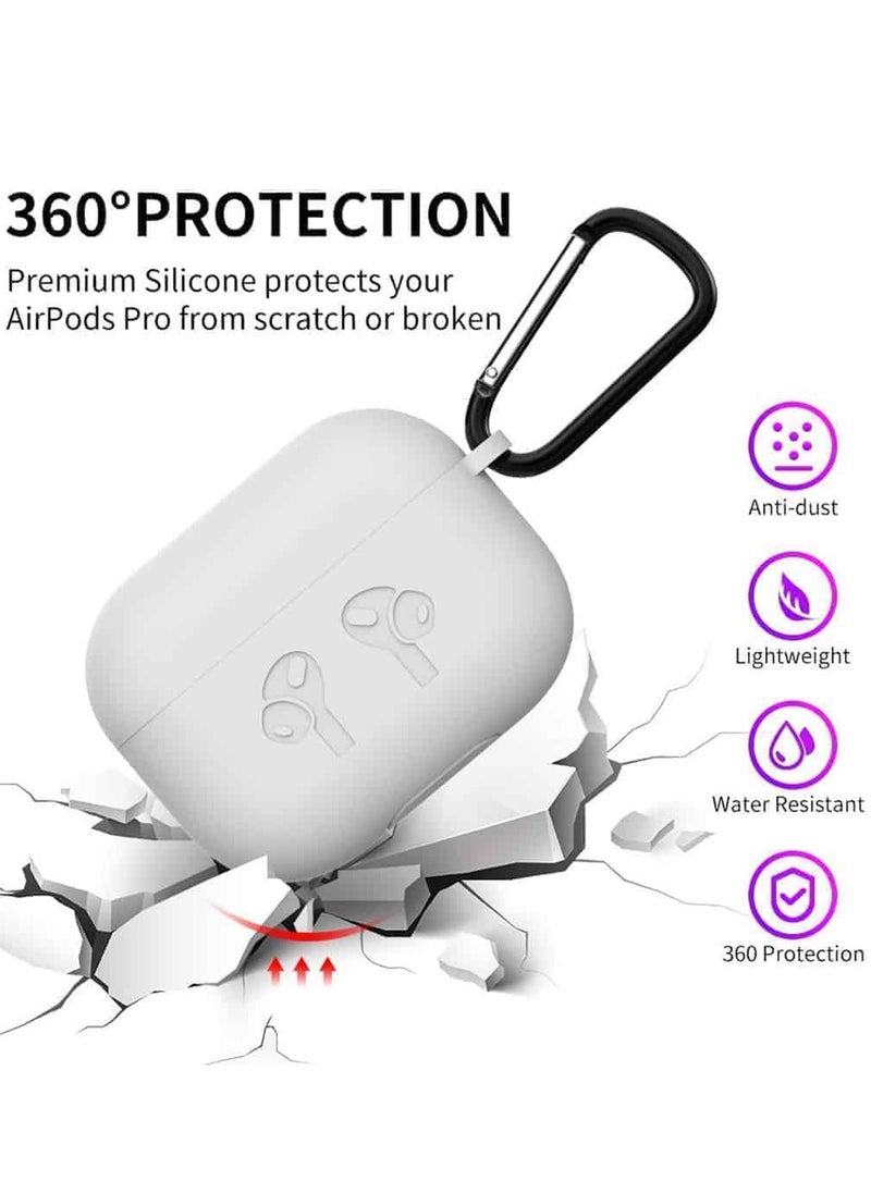 Generic - AirPods Pro Case, Shockproof Protective Silicone Cover for AirPods Pro White, Soft Silicone Shockproof Cover with Ring Buckle, Case for AirPods Pro Earphone - Image 1