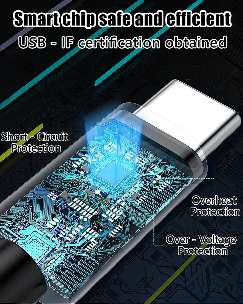 شيتيك كابل SCHITEC من USB-C إلى USB-C، شاحن سريع بقوة 100 واط، كابلات شحن من النوع C متوافقة مع iPhone 16 و15 Pro Max وGoogle Pixel وiPad Pro وMacBook Pro وSwitch والمزيد (أسود-أ، 1 متر، 4 قطع) - Image 5