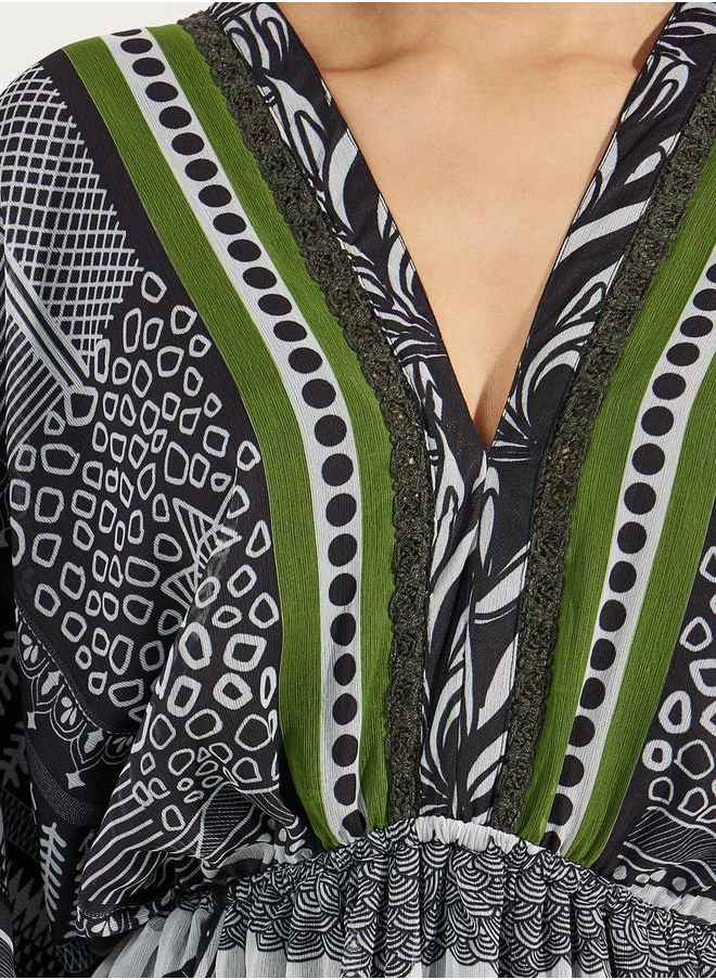 Styli All Over Print Kaftan Maxi Dress