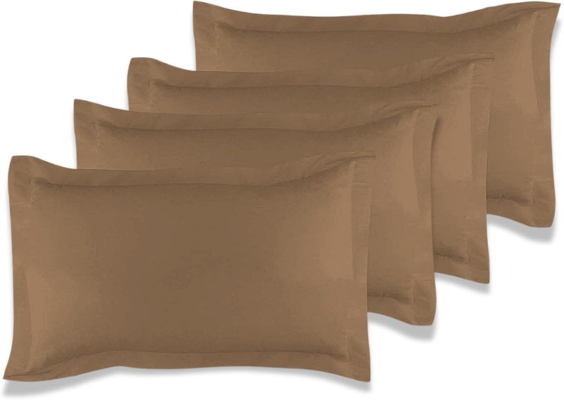MUSA MUSA® Cotton Pillow Cover Shams - Washable Pillowcases for Sofa Cushions, Bedrooms & Dorm Decor | Hotel Quality Pillow Covers with Envelope Closure & 5cm Side Frame (4, Brown, 50 x 70cm) - Image 1