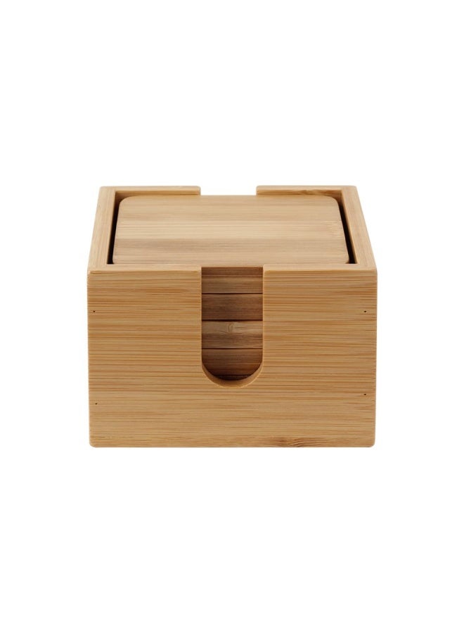 DANUBE HOME Loretta 6-Piece Bamboo Coaster Set with Holder Bamboo Wooden Coasters for Drinks Saucers for Planters Tabletop Protection Housewarming Gift 10 X10 X1.2cm  - Image 3