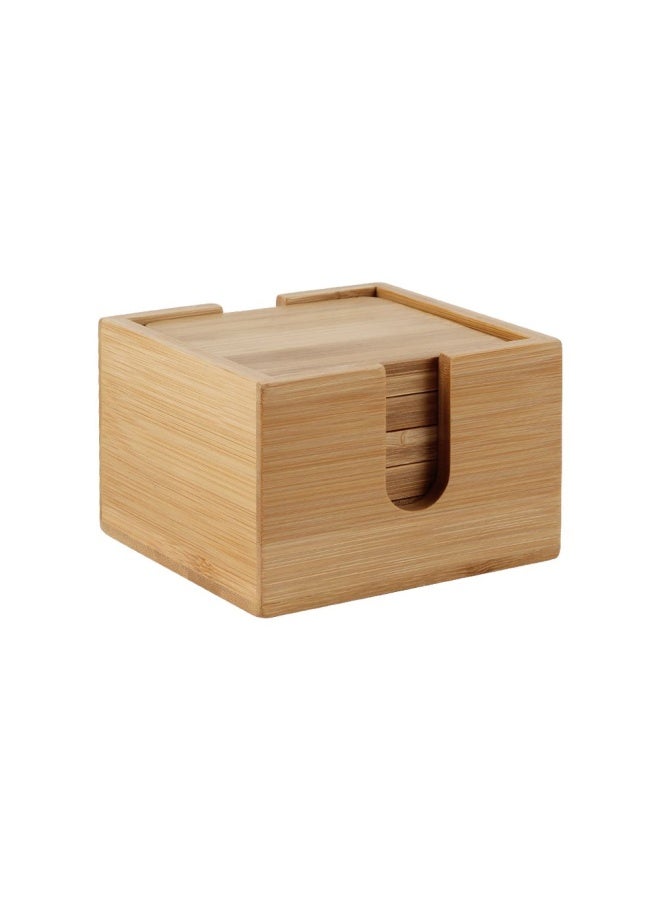 DANUBE HOME Loretta 6-Piece Bamboo Coaster Set with Holder Bamboo Wooden Coasters for Drinks Saucers for Planters Tabletop Protection Housewarming Gift 10 X10 X1.2cm  - Image 2