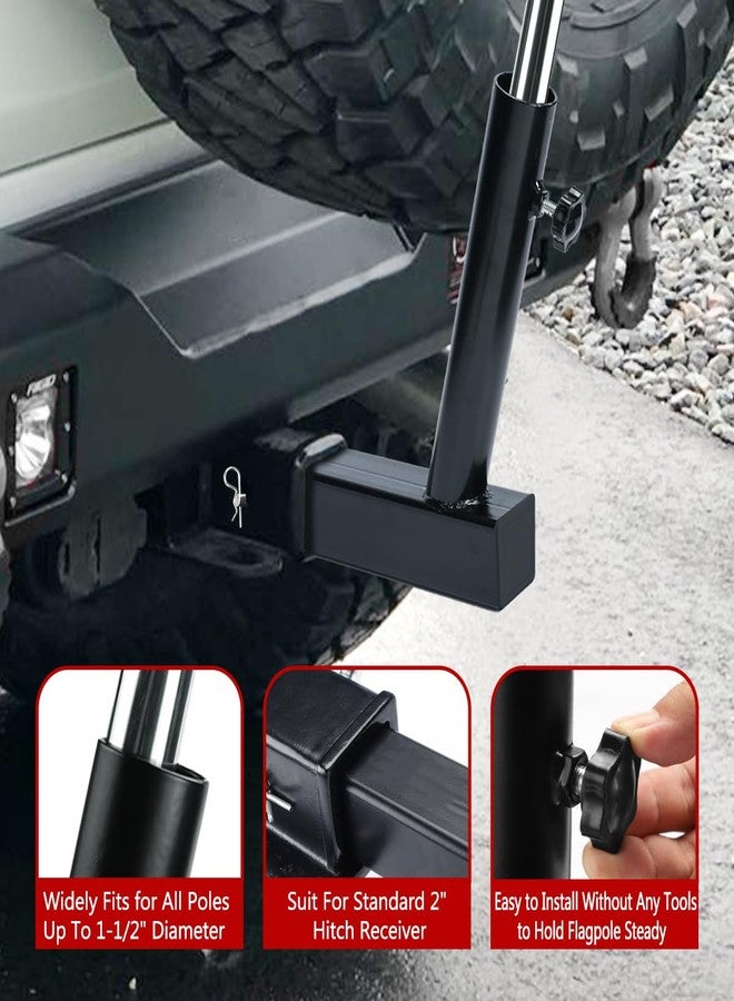 DenForste Hitch Flag Pole Holder - Flagpole Hitch Mount Universal Fit for Trailer Truck Jeep RV Pickup - Angled Flag Pole Holder Compatible with 2 inch Hitch Receivers - Image 5