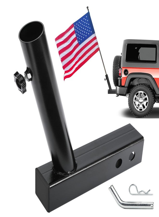 DenForste Hitch Flag Pole Holder - Flagpole Hitch Mount Universal Fit for Trailer Truck Jeep RV Pickup - Angled Flag Pole Holder Compatible with 2 inch Hitch Receivers - Image 1