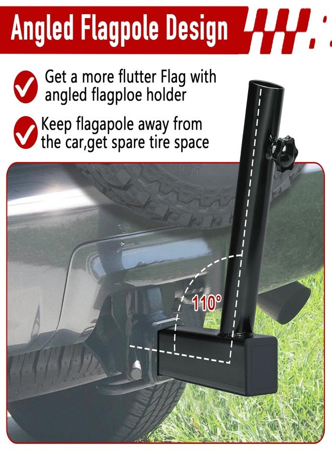 DenForste Hitch Flag Pole Holder - Flagpole Hitch Mount Universal Fit for Trailer Truck Jeep RV Pickup - Angled Flag Pole Holder Compatible with 2 inch Hitch Receivers - Image 4
