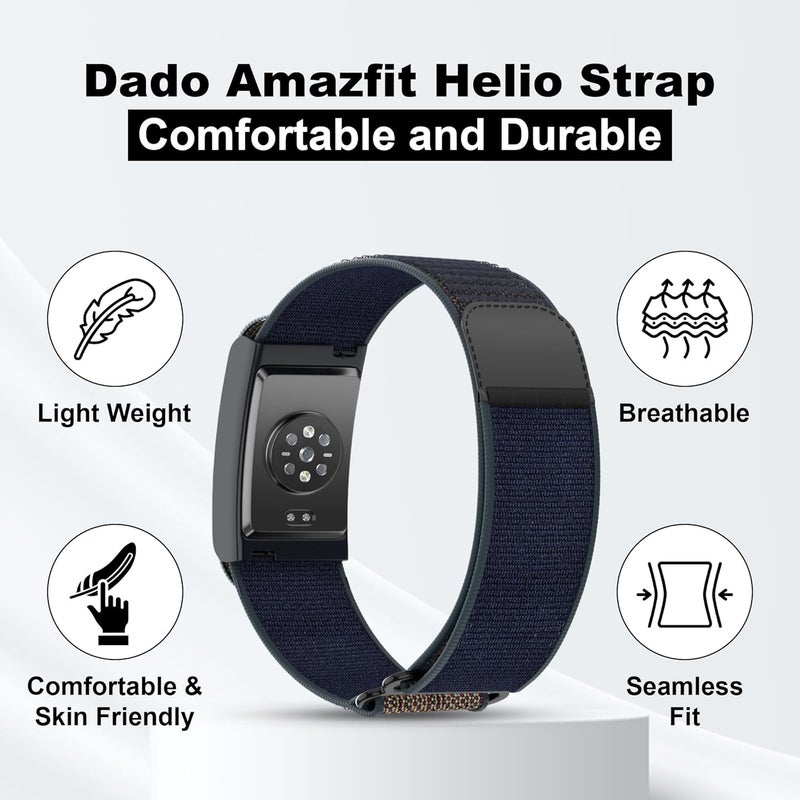 دادو حزام بديل من النايلون ، متوافق مع سوار Amazfit Helio – سوار رياضي قابل للتعديل وجيد التهوية لتتبع اللياقة البدنية، مريح للارتداء طوال اليوم - Image 2
