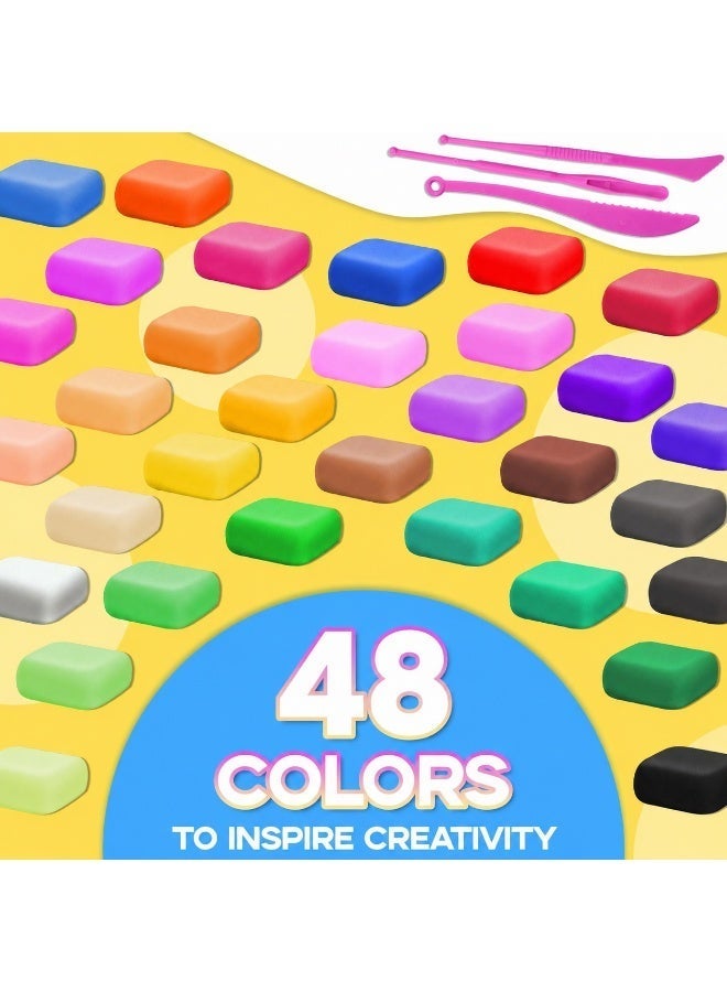 BOFAN Air Dry Clay - 48 Pack Modeling Clay Kit with 3 Sculpting Tools,Safe & Non-Toxic,DIY Magic Toys Gifts for Boys,Girls,Kids - 48 Colors - Image 2