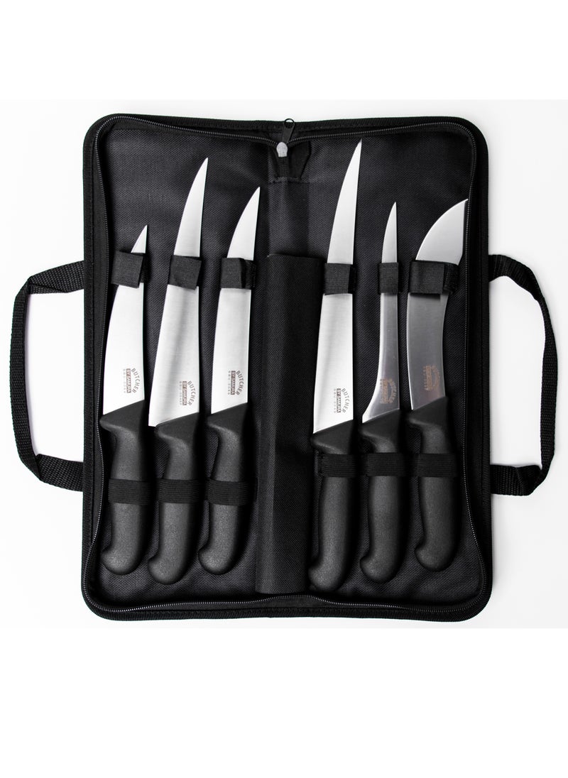 Samura Samura Butcher Kitchen Knives Set of 6 | Skinning Knife, Butcher Knife, Honing Rod, Bag | AUS-8 Stainless Steel Blades | Professional Grade | Precision Cutting | Hardness 58-59 HRC | Anti Slip  - Image 5