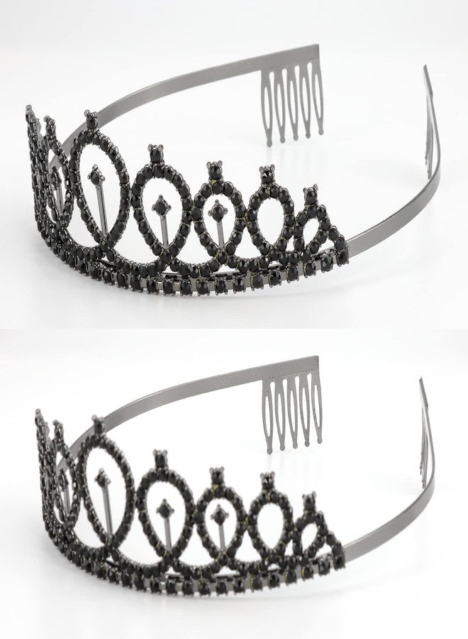 CAVETEE Birthday Crown and Sash for Women - Queen Rhinestone Tiara Set, Decorations, Black Crowns - Image 5