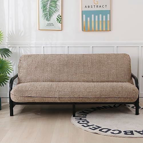 OctoRose Full Size 3 Side Zipper Upholstery Thick Linen Camel Futon Cover Sofa DayBed Mattress Slipcover Couch Protector (Linen-Camel, Full Size) - Image 1