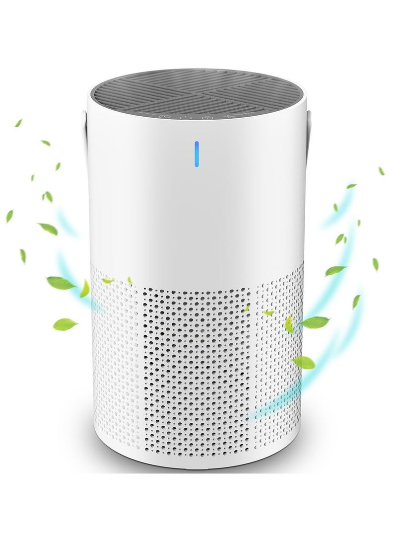 ET-LIFE Air Purifiers for Home Dust Smoke Pet Hair, Up to 80m², H13 True HEPA Air Filter with Timer, Sleep Mode, Ozone Free, 24dB Quiet Air Cleaner for Bedroom, Office GL-K802 White - Image 1