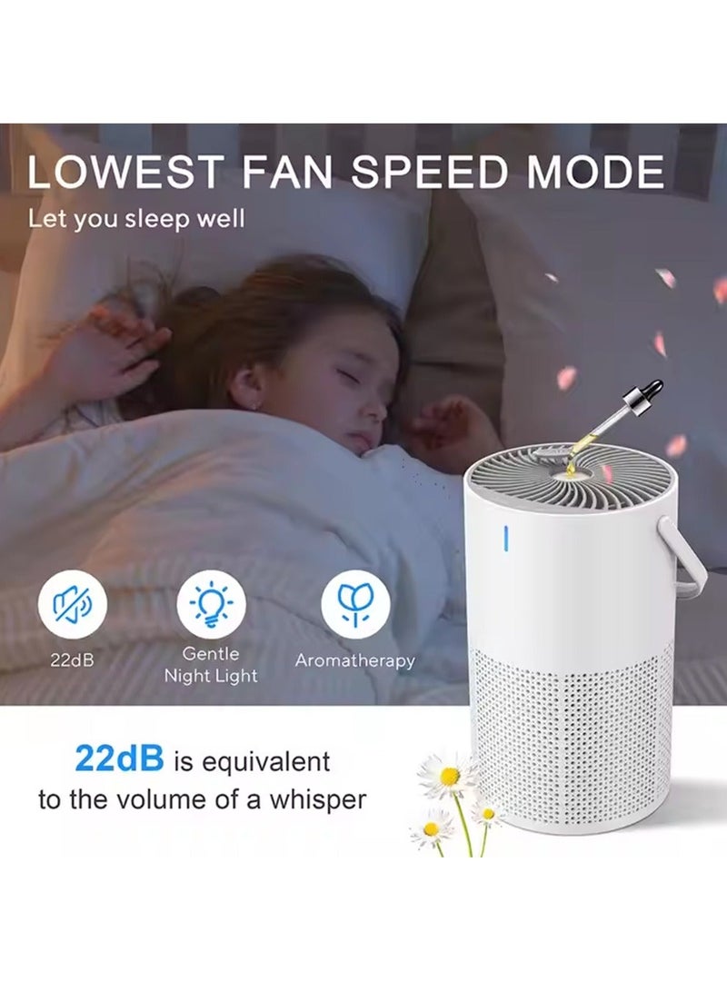 ET-LIFE Air Purifiers for Home Dust Smoke Pet Hair, Up to 80m², H13 True HEPA Air Filter with Timer, Sleep Mode, Ozone Free, 24dB Quiet Air Cleaner for Bedroom, Office GL-K802 White - Image 5