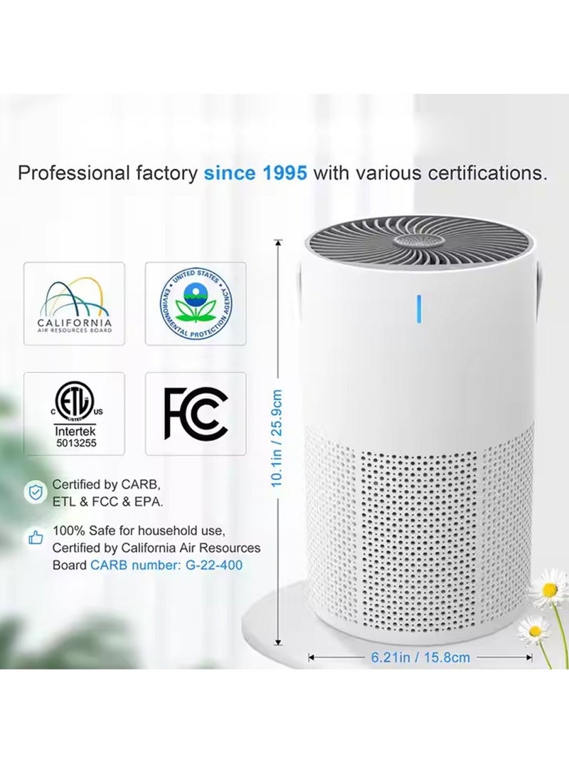 ET-LIFE Air Purifiers for Home Dust Smoke Pet Hair, Up to 80m², H13 True HEPA Air Filter with Timer, Sleep Mode, Ozone Free, 24dB Quiet Air Cleaner for Bedroom, Office GL-K802 White - Image 3