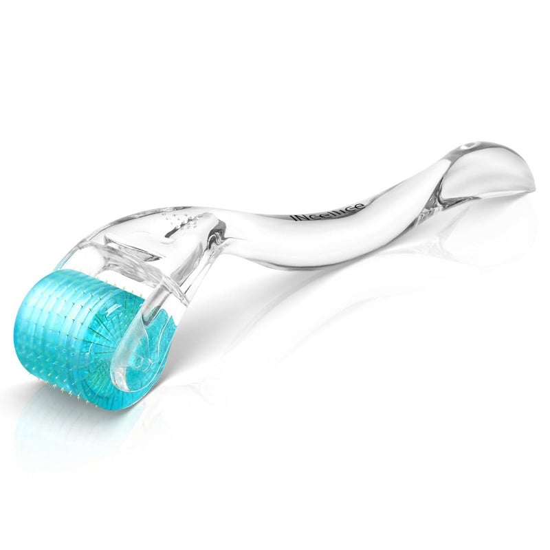 INCELLICE Derma Roller, Microneedling Roller with 200 Real Individual Titanium Needles, Professional Microneedle Roller for Men and Women Home Use - Pale Blue - Image 3