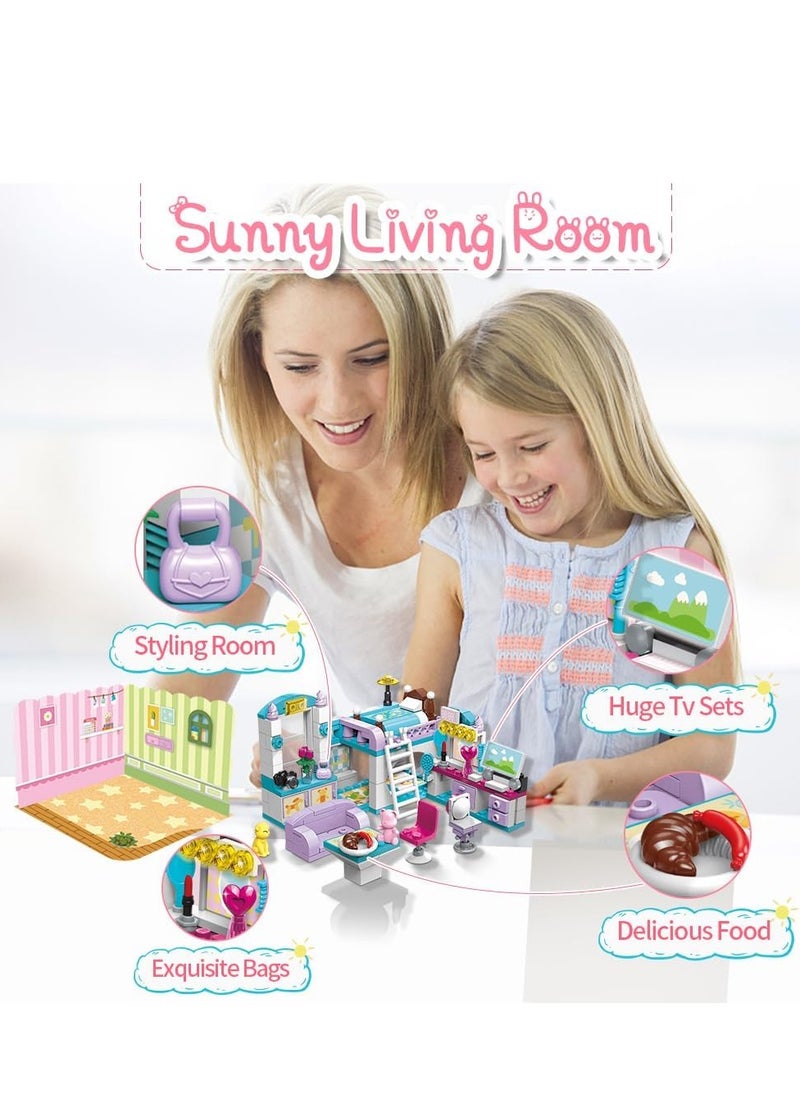 SYOSI 6-12 Girl's Dream Home Building Blocks Kit Educational Toy, Build Girl's Bedroom Living Room Kitchen, 3 Building Methods (194 Pieces)  - Image 2