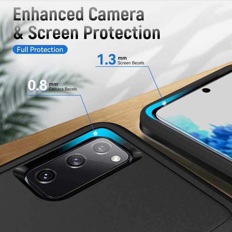Warsia for Samsung Galaxy S20 FE 5G Case,with Screen Protector [Military Grade Drop Tested] Heavy-Duty Tough Rugged Shockproof Protective Case for Samung S20 FE 6.5", Black - Image 4